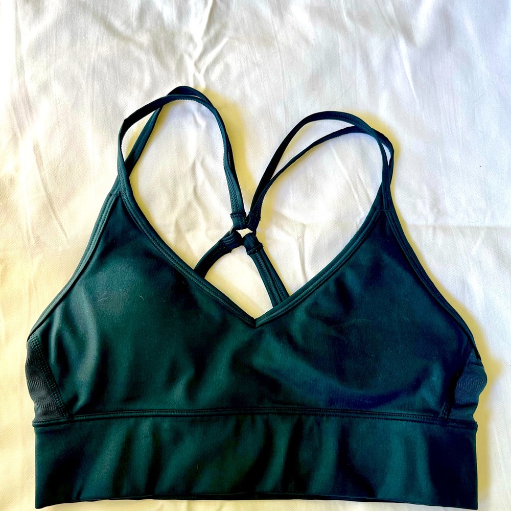 New balance, metallic navy with a touch of teal sport bra